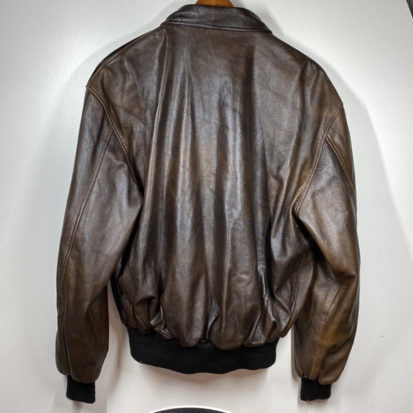Vintage US WINGS Leather Bomber Aviator Jacket - Picture 6 of 15